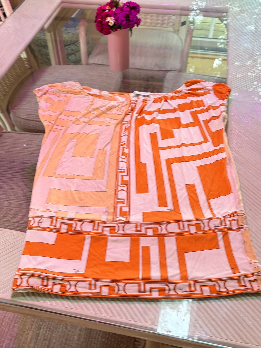 Emilio Pucci Orange Geometric Peasant blouse Tunic